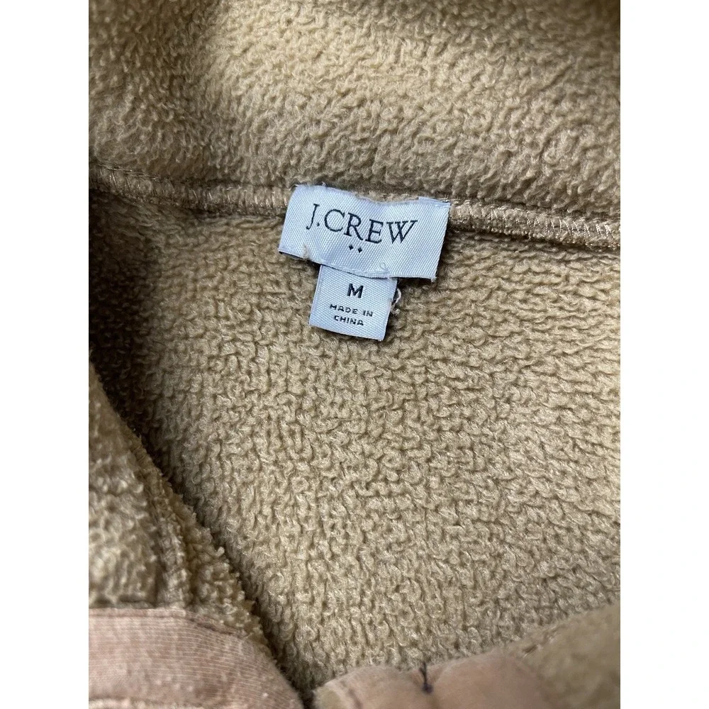 J Crew Mens Pullover Sweatshirt Medium Tan Fleece Minimal Warm Cozy Henley‎